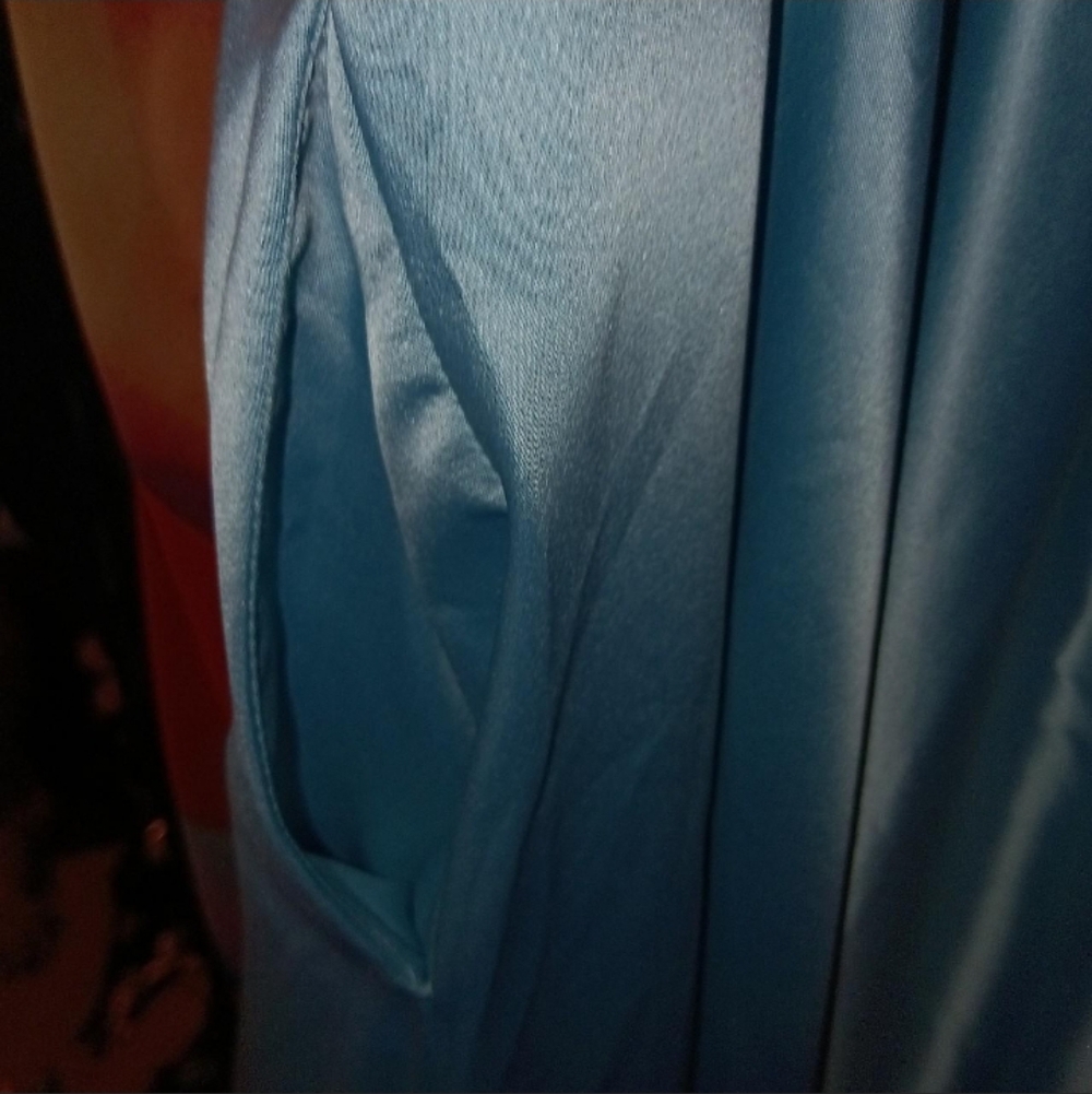 ​💎 Cinderella Moment! Light Blue Satin Ball Gown Prom Dress - With POCKETS  L - Picture 5 of 10
